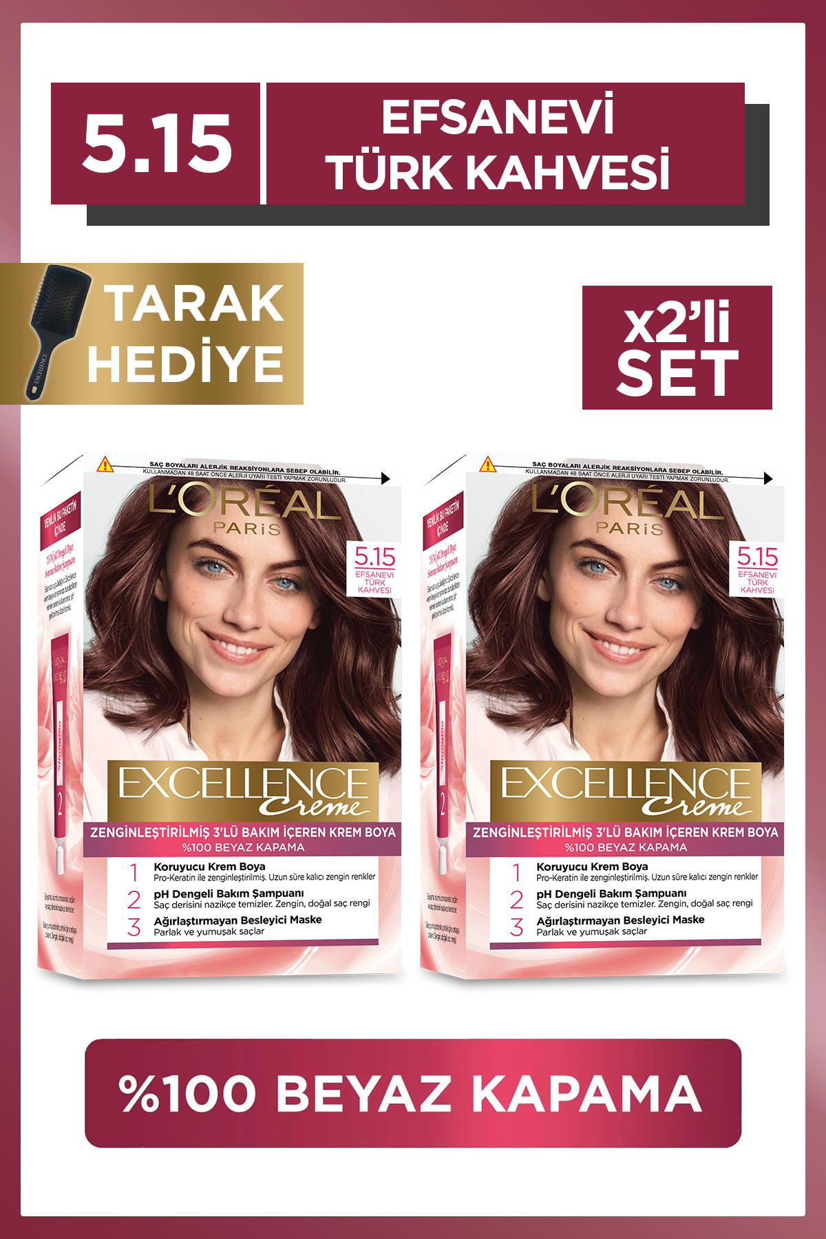 L'Oréal Paris 5.15 Efsanevi Türk Kahvesi Amonyaksız Krem Saç Boyası