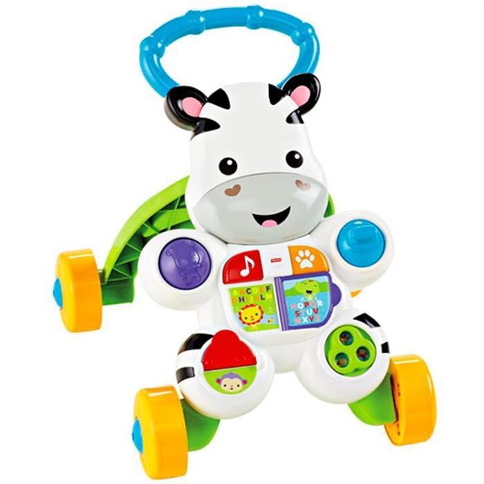 Fisher Price DLD80 Zebralı 4 Tekerlekli Oyuncaklı Müzikli Yürüme Arkadaşı Yürüteç Beyaz