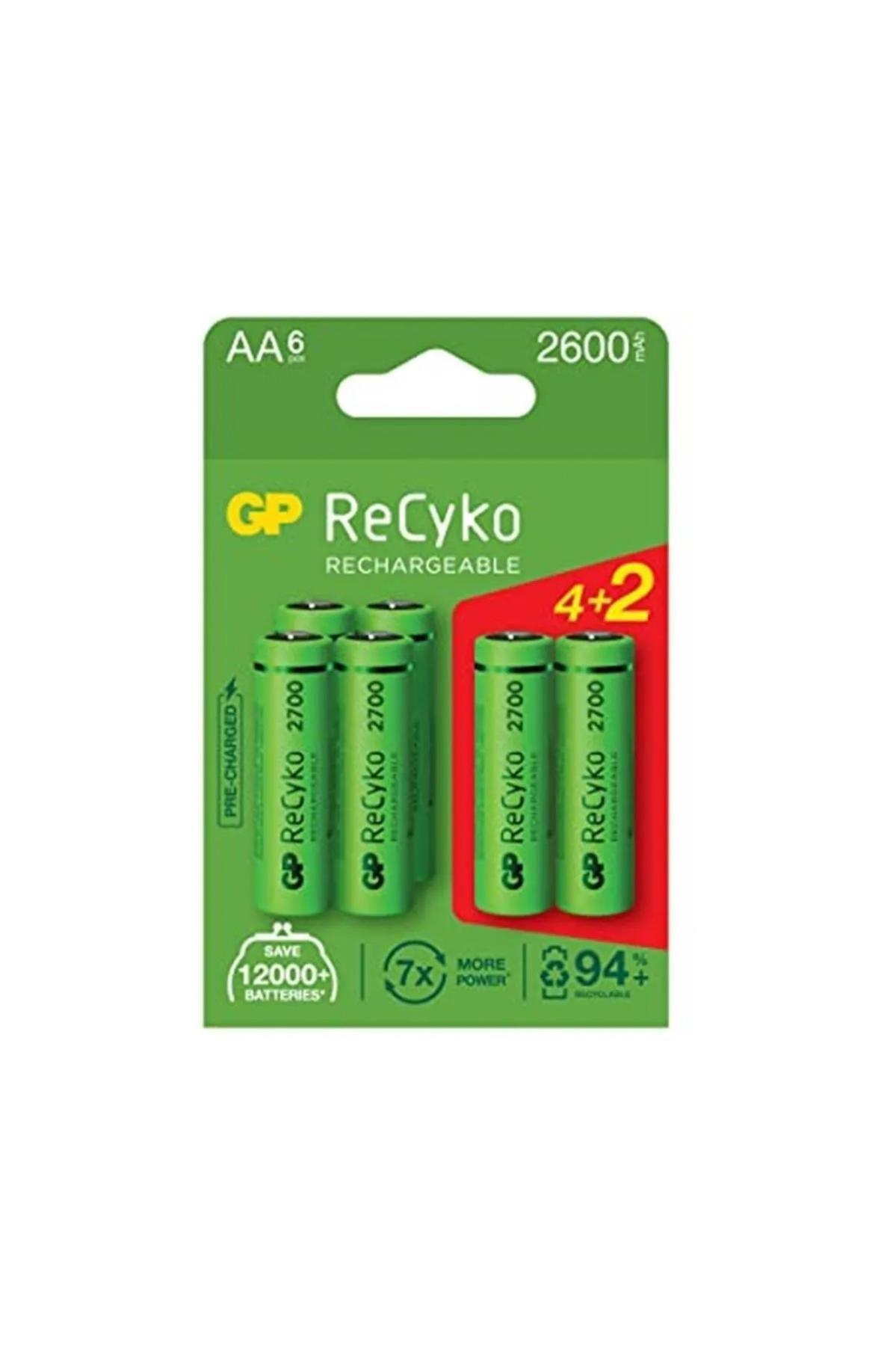 Gp Recyko 1.2 V Ni-Mh AA / Kalem Şarjlı Pil 6'lı