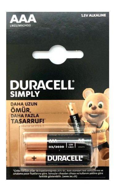 Duracell LR03/MN2400 1.5 V Alkalin AAA / İnce Kalem Pil 2'li