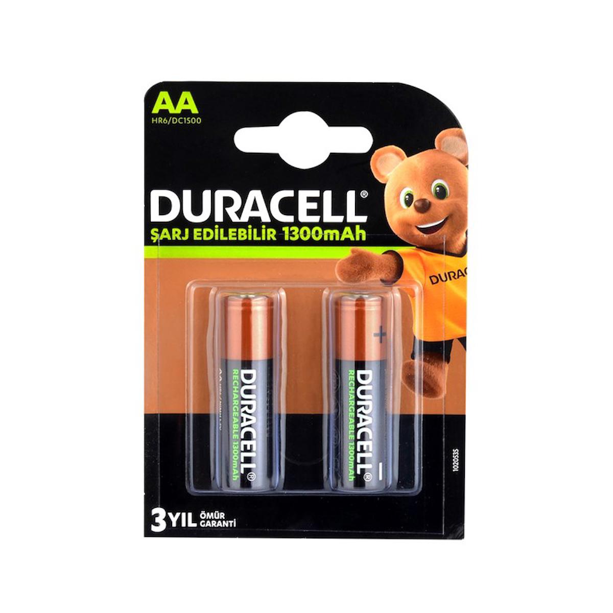 Duracell HR6/DC1500 1.2 V 1300 mAh Ni-Mh AA / Kalem Şarjlı Pil 2'li