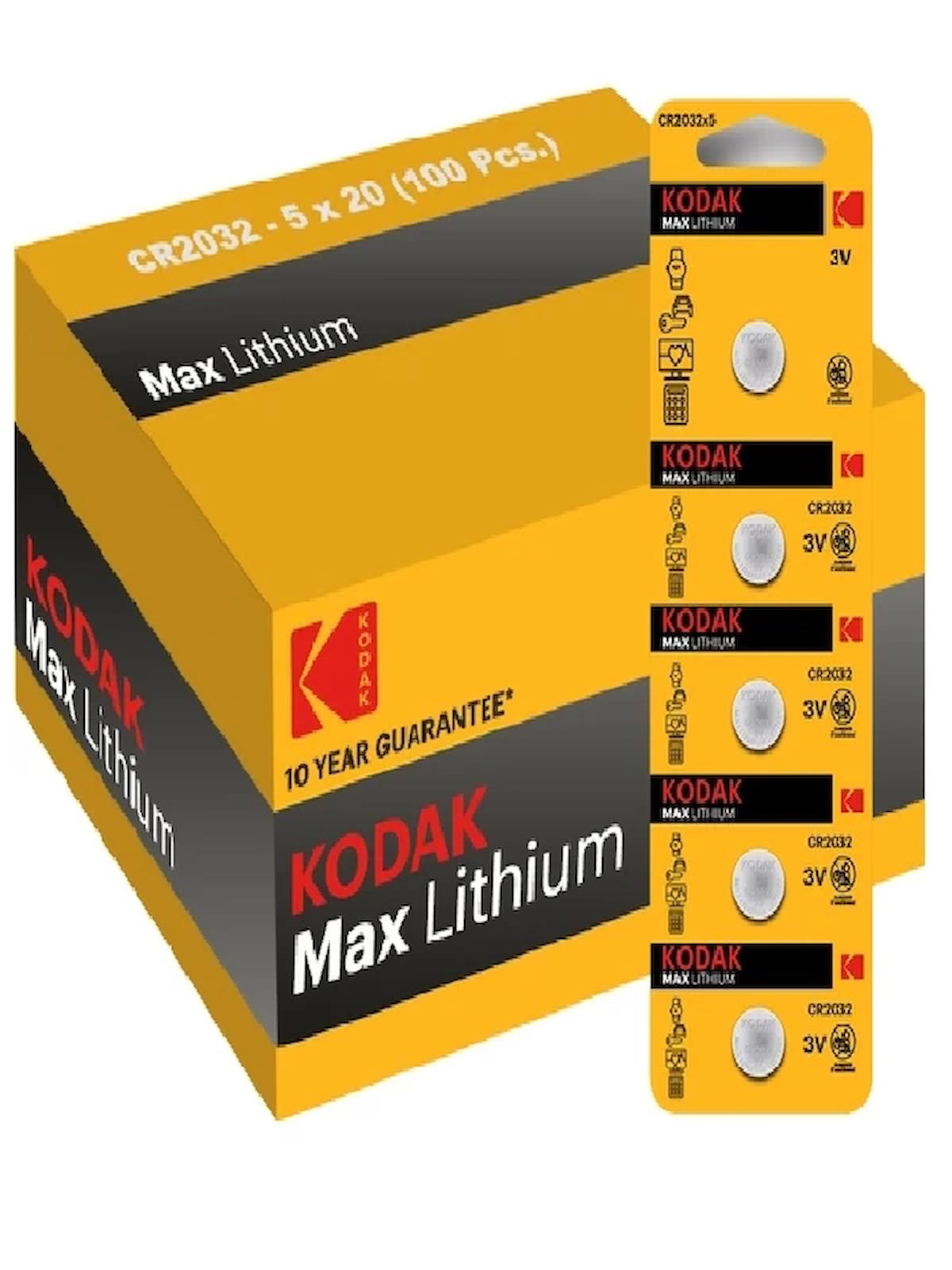 Kodak CR2032 3 V Lityum Düğme Pil 100'lü