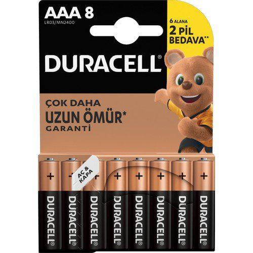 Duracell LR03/MN2400 1.5 V Alkalin AAA / İnce Kalem Pil 8'li