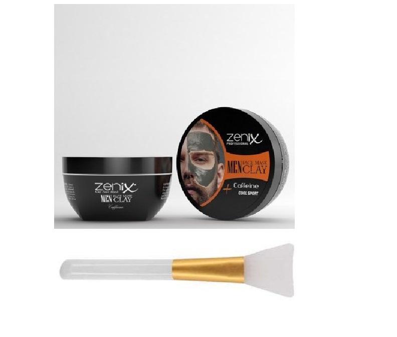 Zenix Men Face ClayKafein Killi Soyulabilir Yüz Maskesi 350 ml + Maske Fırçası