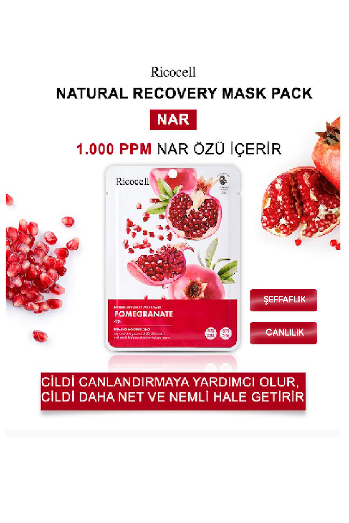 Ricocell Nature Recovery Pack Nemlendirici Kağıt Yüz Maskesi 23 ml