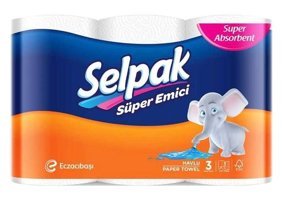 Selpak Süper Emici 3 Katlı 8x3'lü Rulo Kağıt Havlu