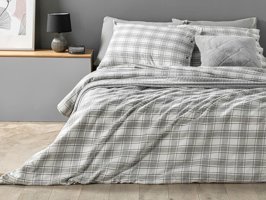 English Home Cozy Plaid Winter Soft Tek Kişilik Nevresim Takımı Gri