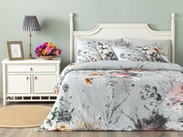 English Home Flower Heaven Baskılı Soft Cotton Tek Kişilik Nevresim Takımı Gri