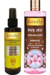 Naturix 30 Faktör Vücut İçin Bronzlaştırıcı Yağ 200 ml + Japon Kiraz Çiçeği Duş Jeli 400 ml