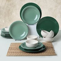 Keramika Green Mix 18 Parça 6 Kişilik Stoneware Yuvarlak Yemek Takımı