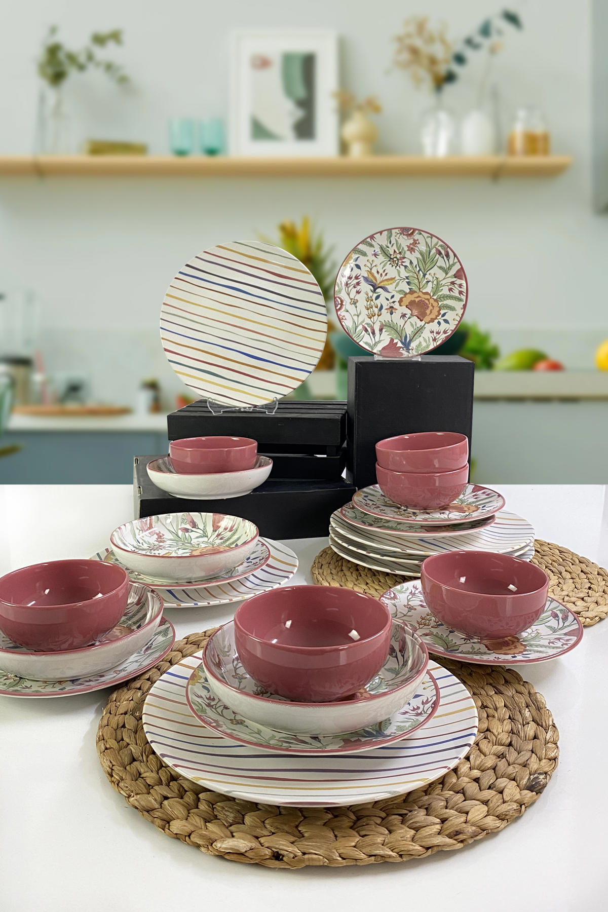 Keramika Pateh 24 Parça 6 Kişilik Stoneware Yuvarlak Yemek Takımı