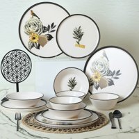 Keramika Romantic Nature 24 Parça 6 Kişilik Stoneware Yuvarlak Yemek Takımı