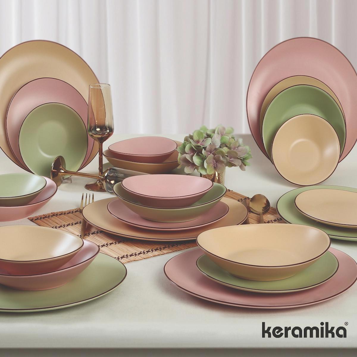 Keramika Stella 24 Parça 6 Kişilik Stoneware Yuvarlak Yemek Takımı