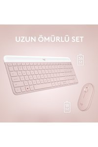 Logitech MK470 Sessiz Pembe Kablosuz Klavye Mouse Seti