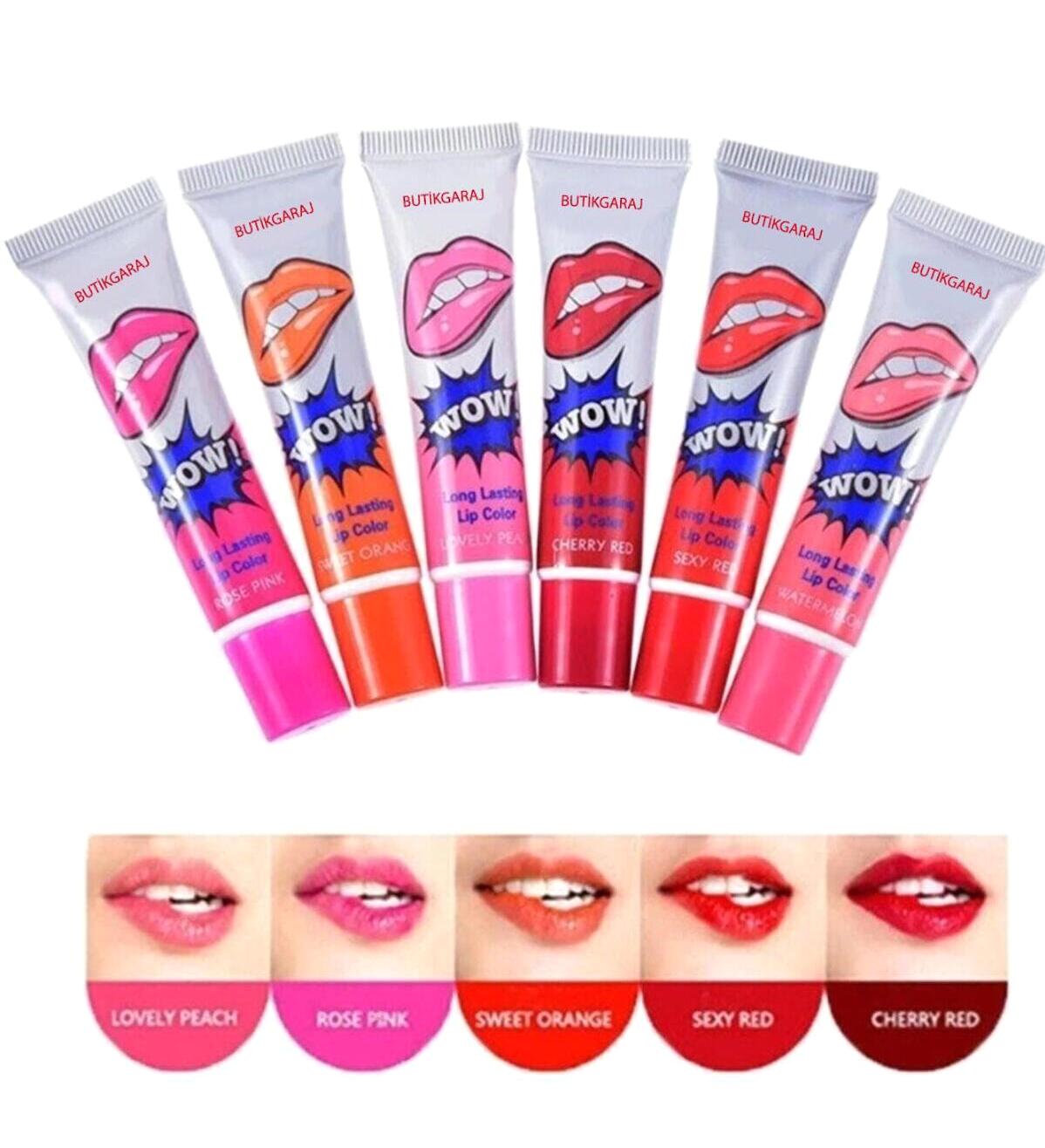 Monicatime Lovely Peach-Rose Pink-Sweet Orange-Sexy Red-Cherry Red Parlak Likit Tüp Ruj