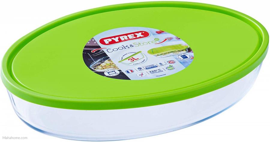 Pyrex 2 Parça Oval Cam Saklama Kabı 3 lt