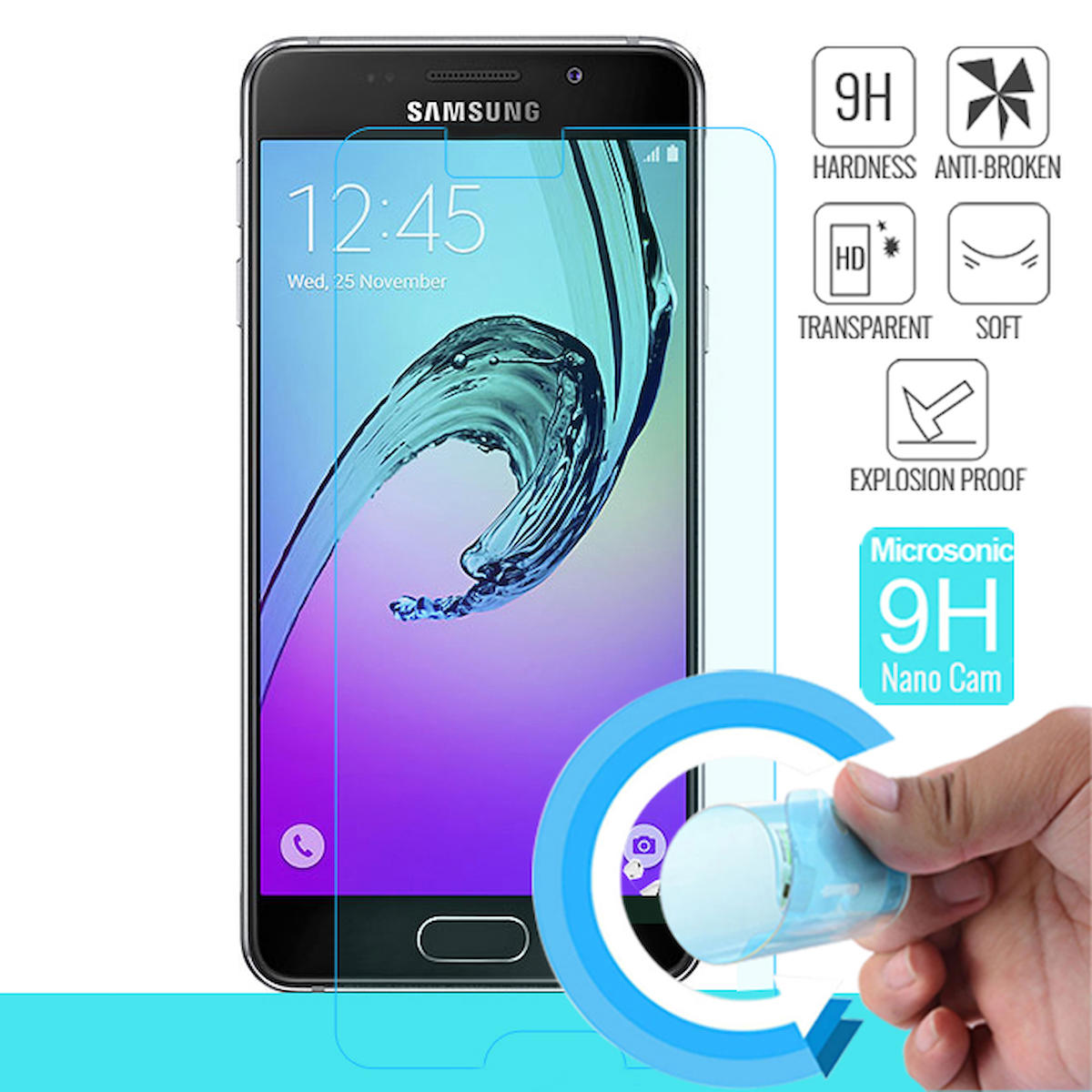 Microsonic Samsung Galaxy A5 2016 Kırılmaz Temperli Cam Parlak Ekran Koruyucu