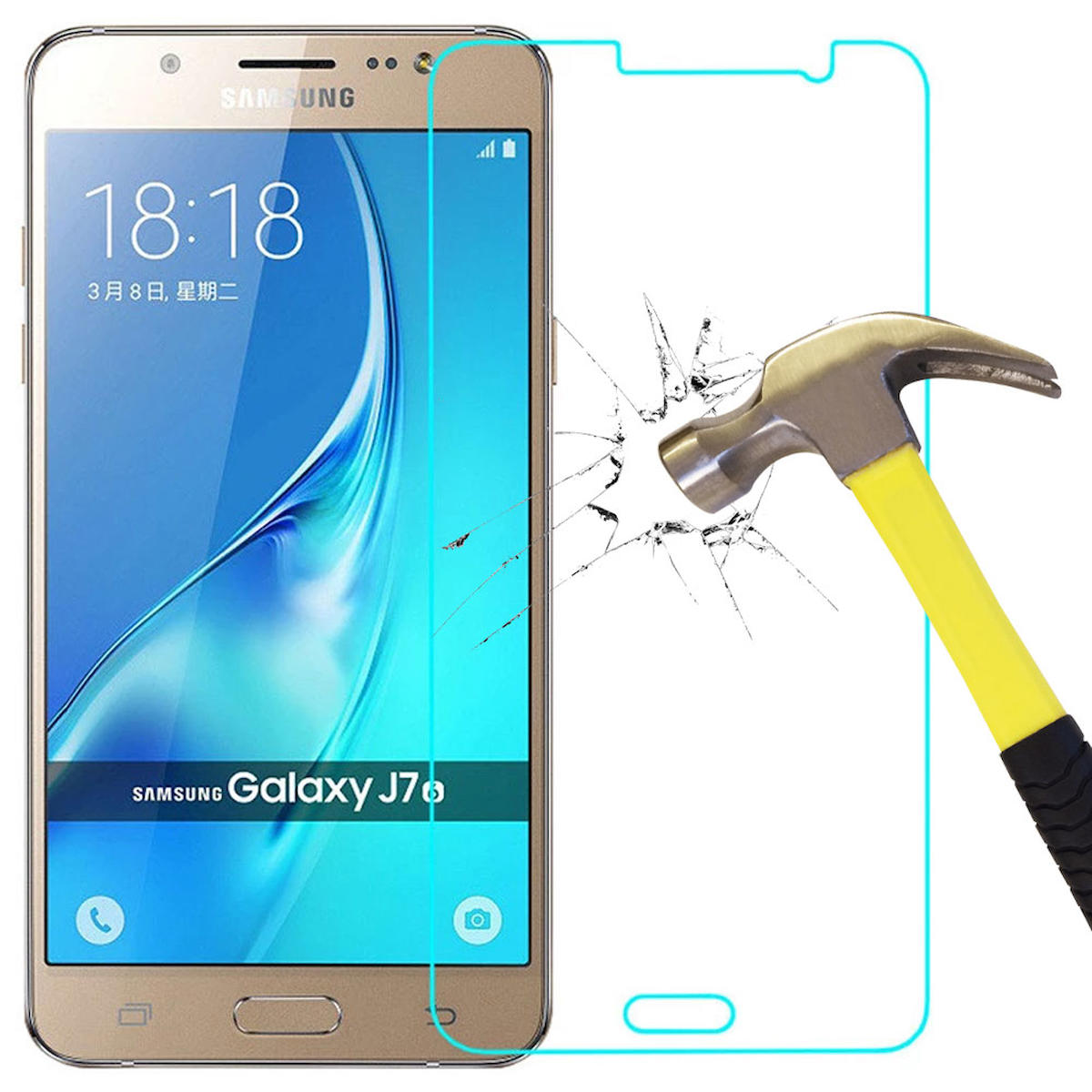 Smart Tech Samsung Galaxy J7 2016 Kırılmaz Temperli Cam Parlak Ekran Koruyucu