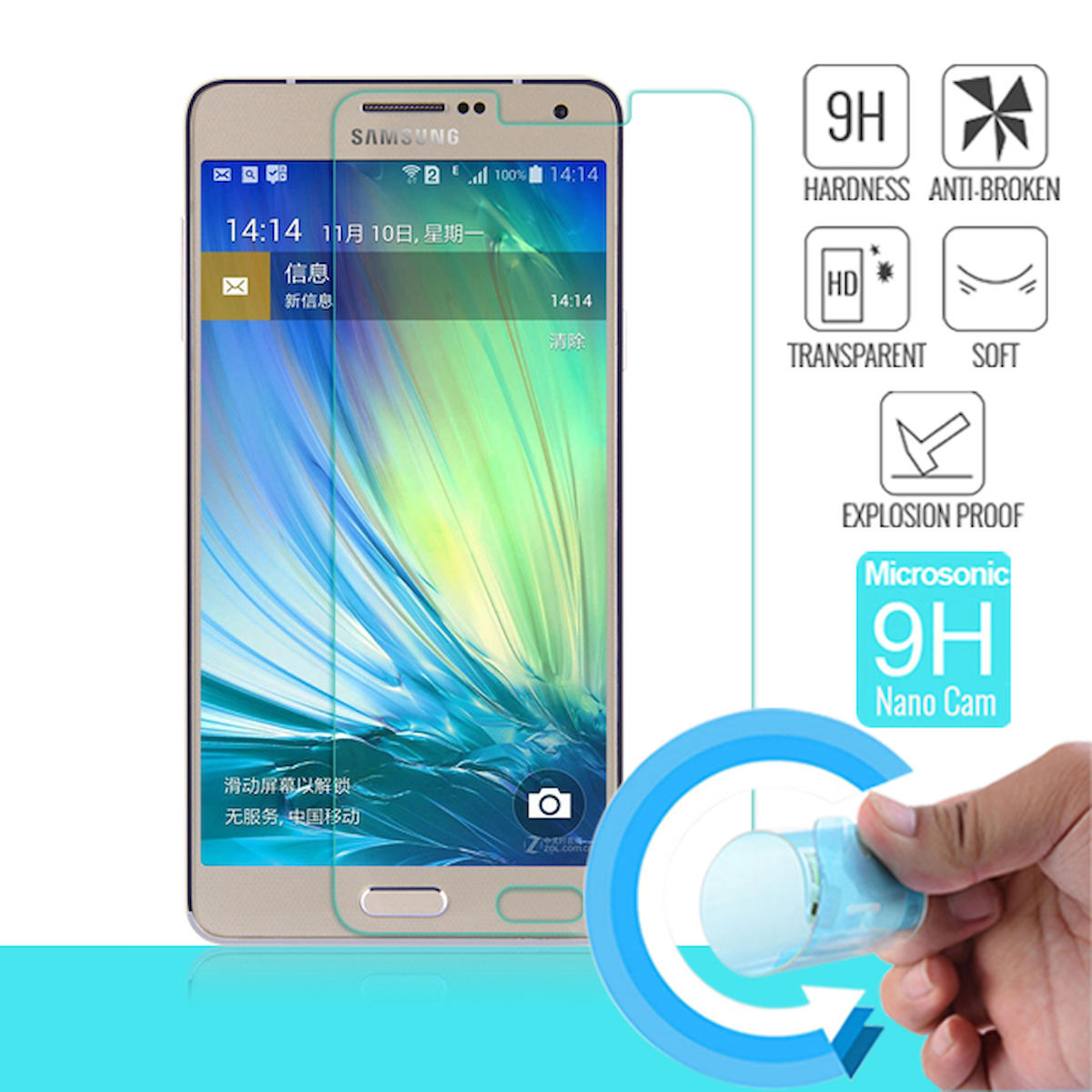 Microsonic Samsung Galaxy A7 Kırılmaz Temperli Cam Parlak Ekran Koruyucu