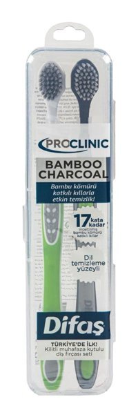 Difaş Proclinic Bamboo Chorcoal Diş Fırçası Mavi Yeşil 2'li