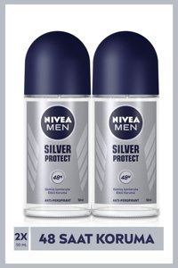 Nivea Silver Protect Pudrasız Ter Önleyici Antiperspirant Roll-On Erkek Deodorant 2x50 ml