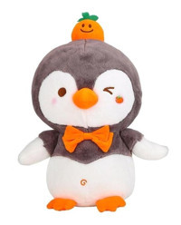 Carrier Gri Penguen Peluş Peluş Hayvan 35 cm Peluş Oyuncak