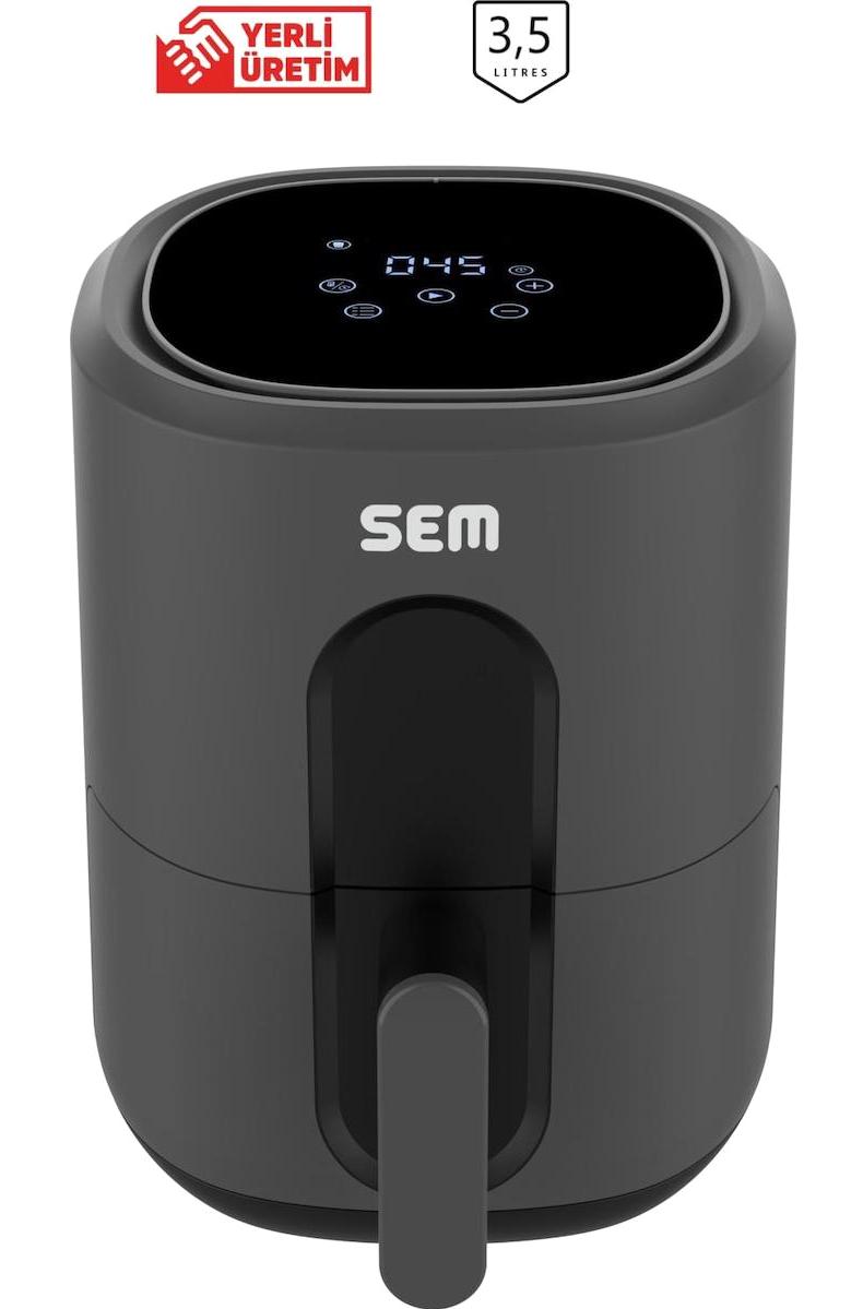 Sem Smart Aircook 306 Airfryer 3.5 lt Tek Hazneli Izgara Yapan Led Ekranlı Yağsız Sıcak Hava Fritözü Siyah