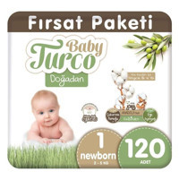 Baby Turco Doğadan 1 Numara Bantlı Bebek Bezi 120'li