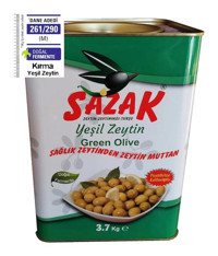 Sazak Çizik Yeşil Zeytin Teneke 3.7 kg