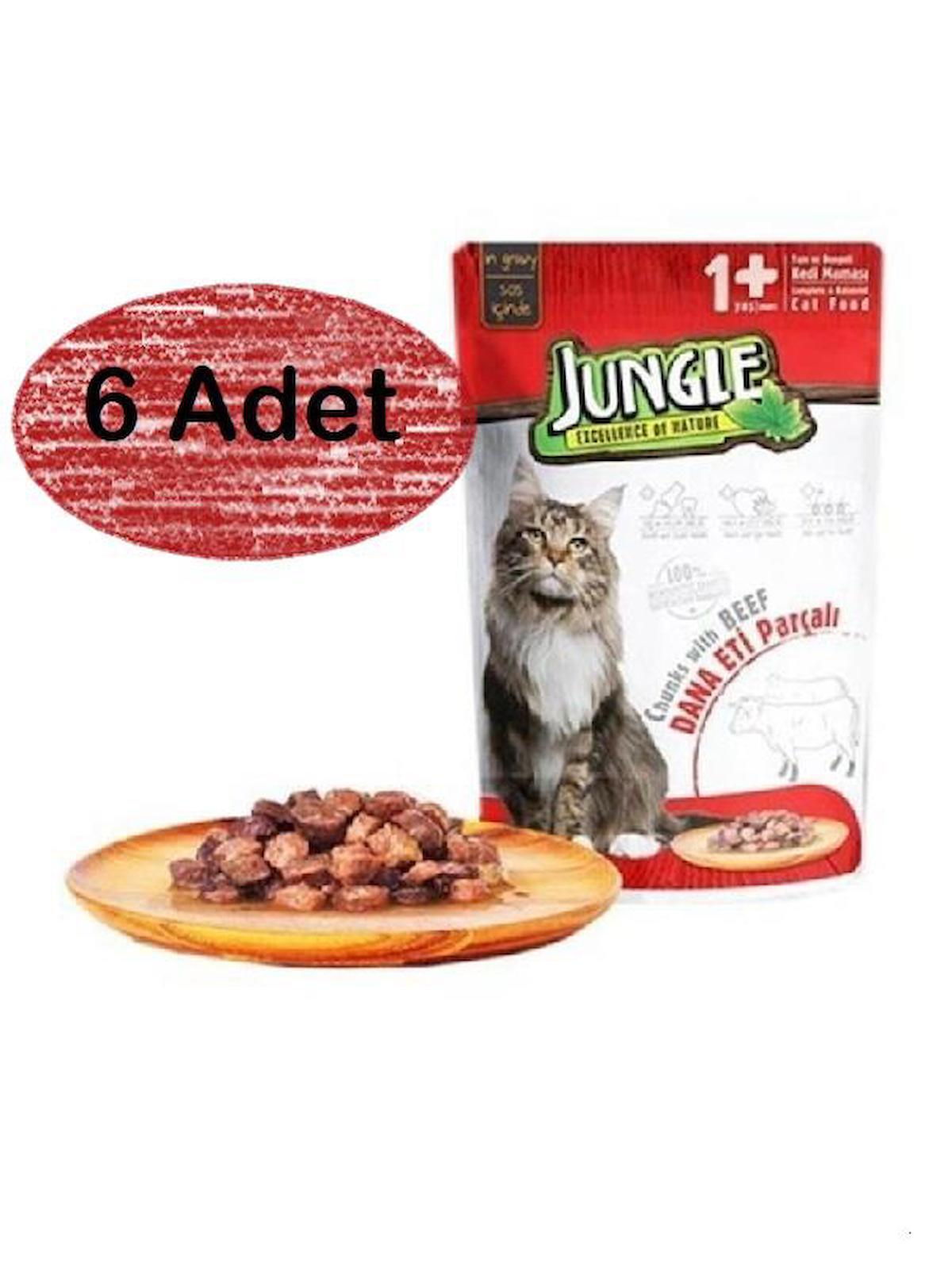 Jungle Yetişkin Sığır Eti Yaş Kedi Maması 6x100 gr