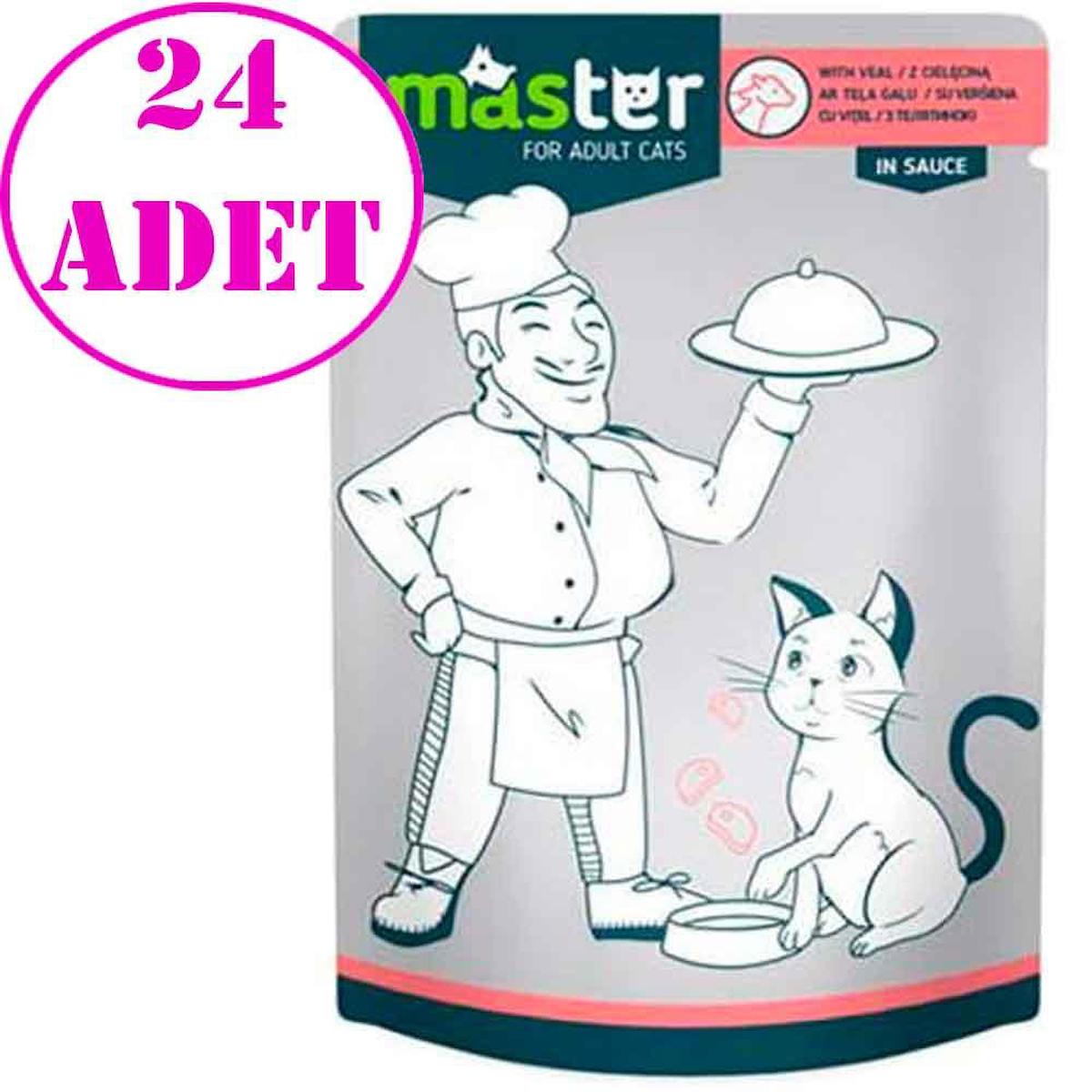 Master Yetişkin Dana Etli Jöleli Yaş Kedi Maması 24x80 gr