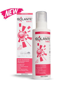 Solante Babies 50 Faktör İçin Leke Karşıtı Nemlendirici Yaşlanma Karşıtı Suya Dayanıklı Yüz ve Vücut Güneş Losyonu 150 ml