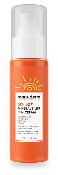 Maruderm Renksiz 50 Faktör Tüm Ciltler İçin Yaşlanma Karşıtı Aydınlatıcı Mineral Filtreli Suya Dayanıklı Yüz ve Vücut Güneş Kremi 50 ml