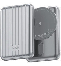 Wiwu Pp02 5000 mAh Hızlı Şarj Mıknatıslı Micro Lightning - Type C - USB Powerbank Gümüş