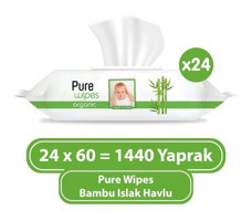 Pure Baby Organik Bambu Özlü 60 Yaprak 24'lü Islak Mendil