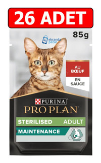 Pro Plan Kısırlaştırılmış Sığır Eti Soslu Yetişkin Yaş Kedi Maması 26x85 gr