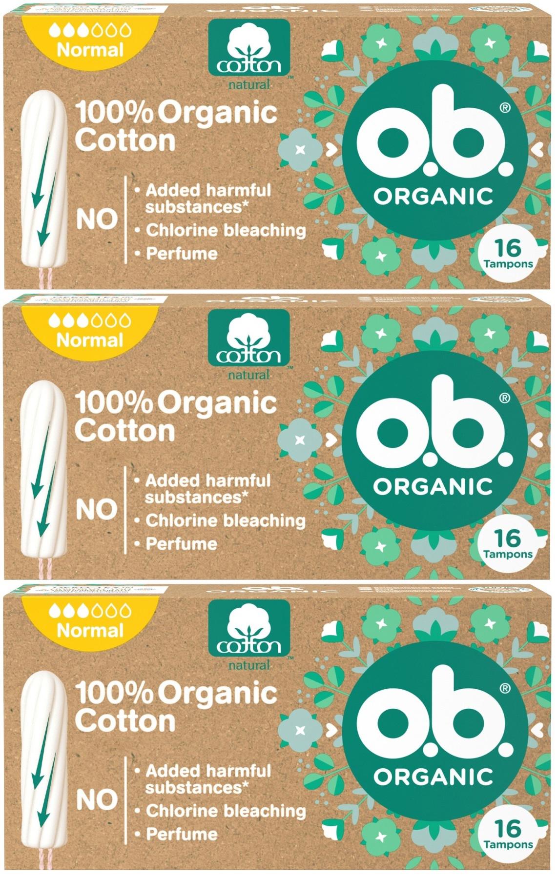 O.B. Organic Cotton Normal Tampon 3x16'lı