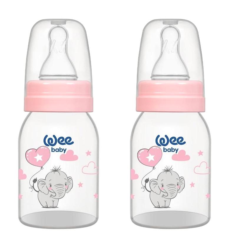 Wee Baby Klasik Silikon Yenidoğan Yavaş Akışlı 0-6 Ay Desenli Pembe Biberon 250 ml