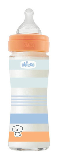 Chicco Wellbeing Silikon Gaz Yapmayan Antikolik Yenidoğan Yavaş Akışlı 0+ Ay Desenli Mavi Biberon 240 ml