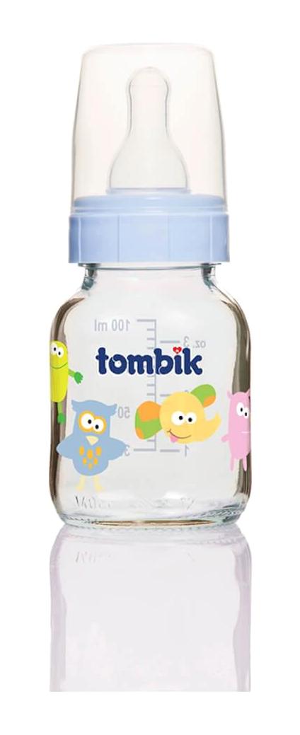 Tombik Silikon Yenidoğan Yavaş Akışlı 0+ Ay Desenli Mavi Biberon 100 ml