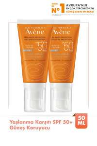 Avene 50 Faktör Tüm Ciltler İçin Nemlendirici Yaşlanma Karşıtı Suya Dayanıklı Yüz Güneş Kremi 2x50 ml