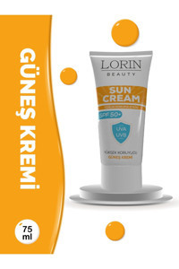 Lori̇n Beauty Lorin Sun 50 Faktör Tüm Ciltler İçin Nemlendirici Suya Dayanıklı Yüz Güneş Kremi 75 ml