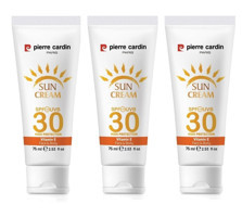 Pierre Cardin 30 Faktör Tüm Ciltler İçin Nemlendirici Suya Dayanıklı Yüz Güneş Kremi 3x75 ml