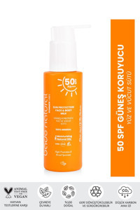 Bade Natural Sun Protection 50 Faktör Tüm Ciltler İçin Leke Karşıtı Nemlendirici Yağsız Suya Dayanıklı Yüz Güneş Sütü 100 ml