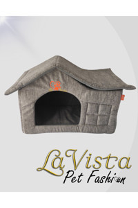 Lavista Tek Fonksiyonlu 56x36x45 cm Üstü Kapalı Kedi Yatağı Gri