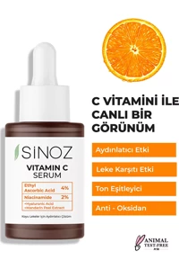 Sinoz Vitamin C %4 Niacinamide %2 Yüz Dolgunlaştıran Canlandırıcı Kırışıklık Karşıtı Jel Yüz Serumu 30 ml