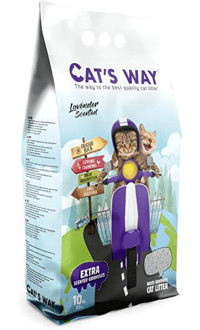 Cat's Way Lavanta Kokulu Topaklanan İnce Taneli Bentonit Kedi Kumu 10 lt