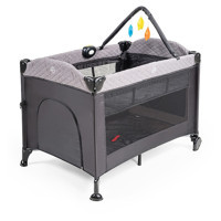 Baby2go Holly Alüminyum 25 kg Kapasiteli Ayarlanabilir Taşınabilir Ara Katlı 70x70 cm Sallanan Park Yatak Koyu Gri