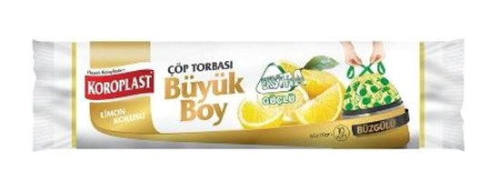 Koroplast Limon Kokulu Büzgülü Büyük Boy 65x70 cm Çöp Poşeti 6x10 Adet Sarı