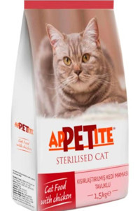 Appetite Sterilised Tavuk Kısırlaştırılmış Tahıllı Yetişkin Kedi Maması 1.5 kg